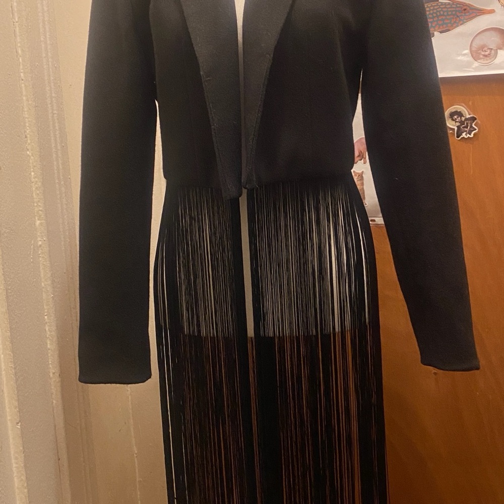 Dolan Black Long Sleeve Fringe Dress